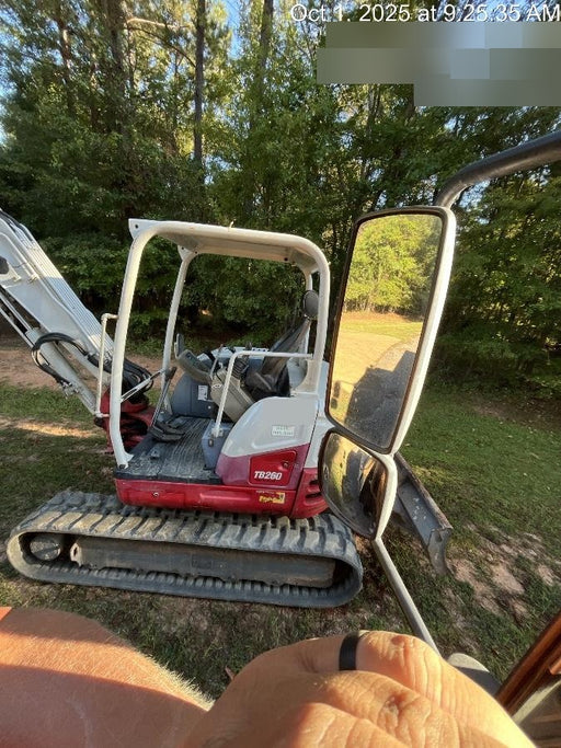2019 Takeuchi TB260 Canopy, Standard Blade, Auxiliary hydraulics Manual QC, Hydraulic thumb, 12" ,18", 24" Bucket
