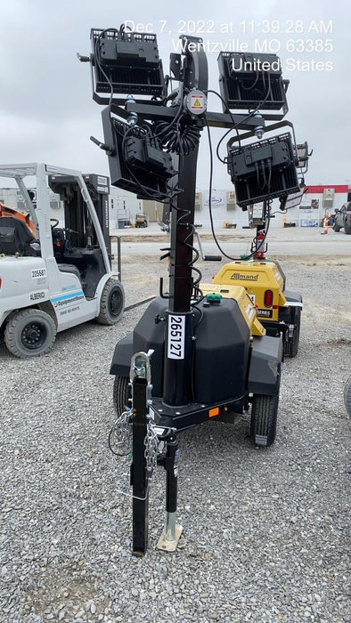 2022 Allmand NLV3GR (4) LED Light Fixture 350W, 23' Vertical Mast, 3kW Prime, Towable, ES Decals, T3