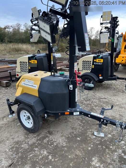 Allmand NLV3GR (4) LED Light Fixture 350W, 23' Vertical Mast, 3kW Prime, Towable, Deep Sea L401, Leveling Jacks, Yanmar T4F 5.8hp