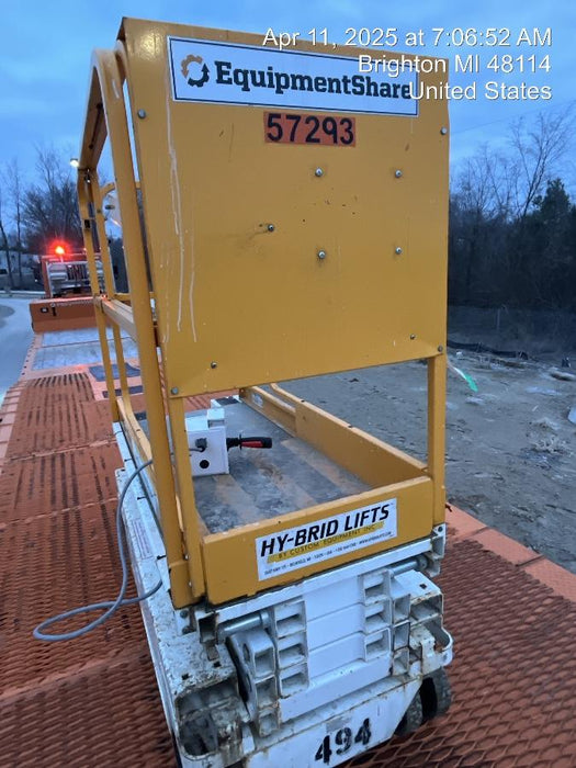Custom Equipment HB-1430 <ul>
 <li>Hy-Brid Scissor Lift</li>
  <li>Platform capacity up to 670 lbs.</li>
  <li>Working height up to 20 ft</li>
  <li>Weighs under 1,700 lbs.</li>
  <li>Non-marking wheels </li>
</ul>