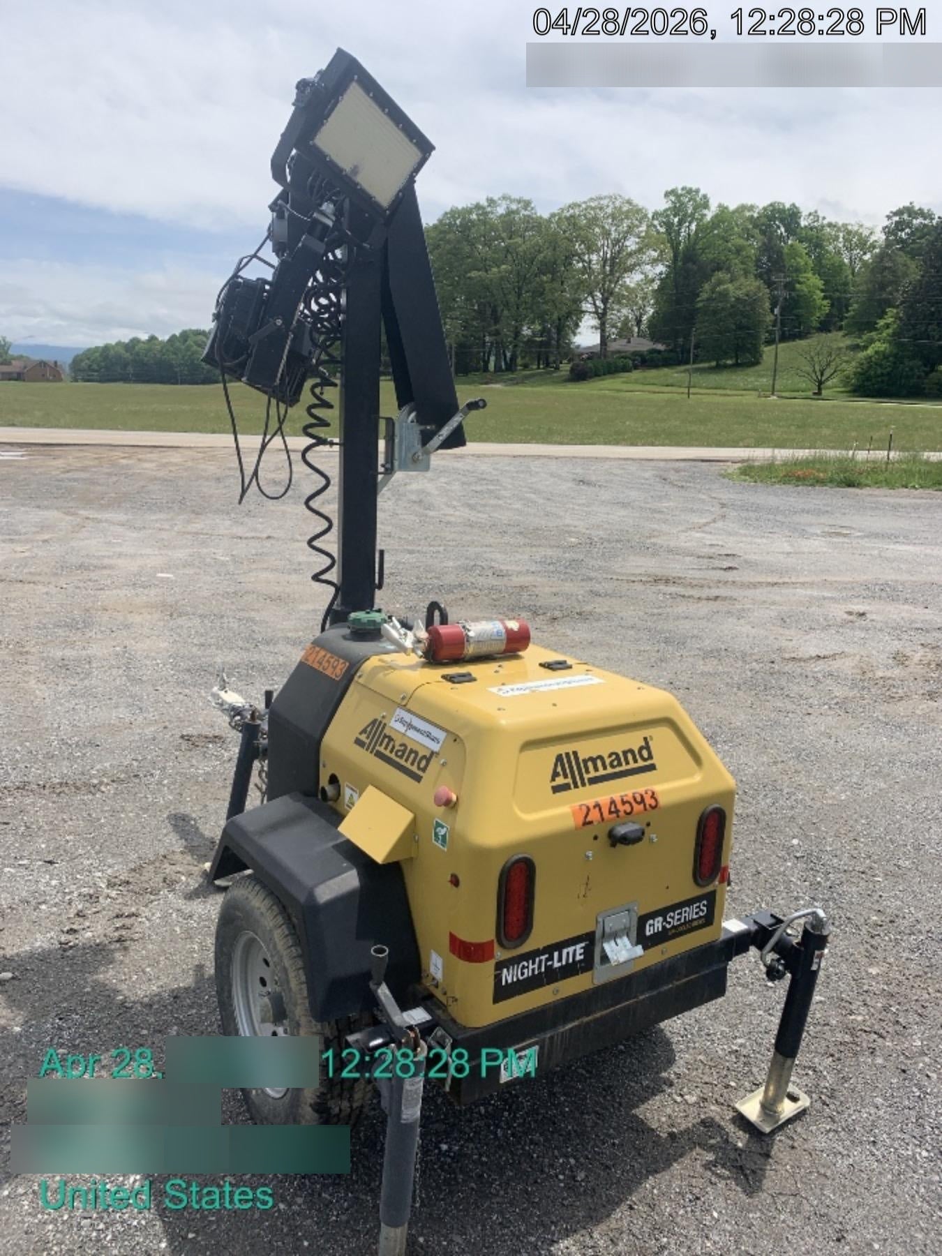 2022 Allmand NLV3GR (4) LED Light Fixture 350W, 23' Vertical Mast, 3kW Prime, Towable, Deep Sea L401, Leveling Jacks, Yanmar T4F 5.8hp