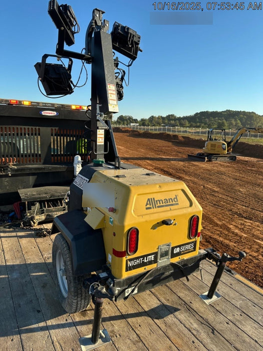 2022 Allmand NLV3GR (4) LED Light Fixture 350W, 23' Vertical Mast, 3kW Prime, Towable, Deep Sea L401, Leveling Jacks, Yanmar T4F 5.8hp