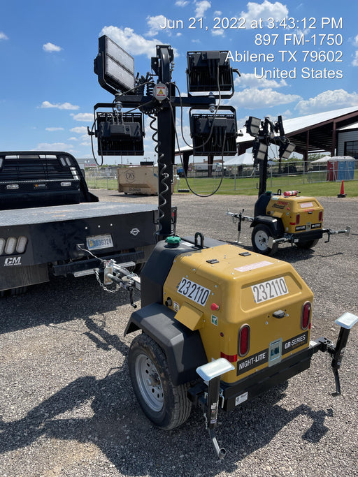 2022 Allmand NLV3GR (4) LED Light Fixture 350W, 23' Vertical Mast, 3kW Prime, Towable, Deep Sea L401, Leveling Jacks, Yanmar T4F 5.8hp