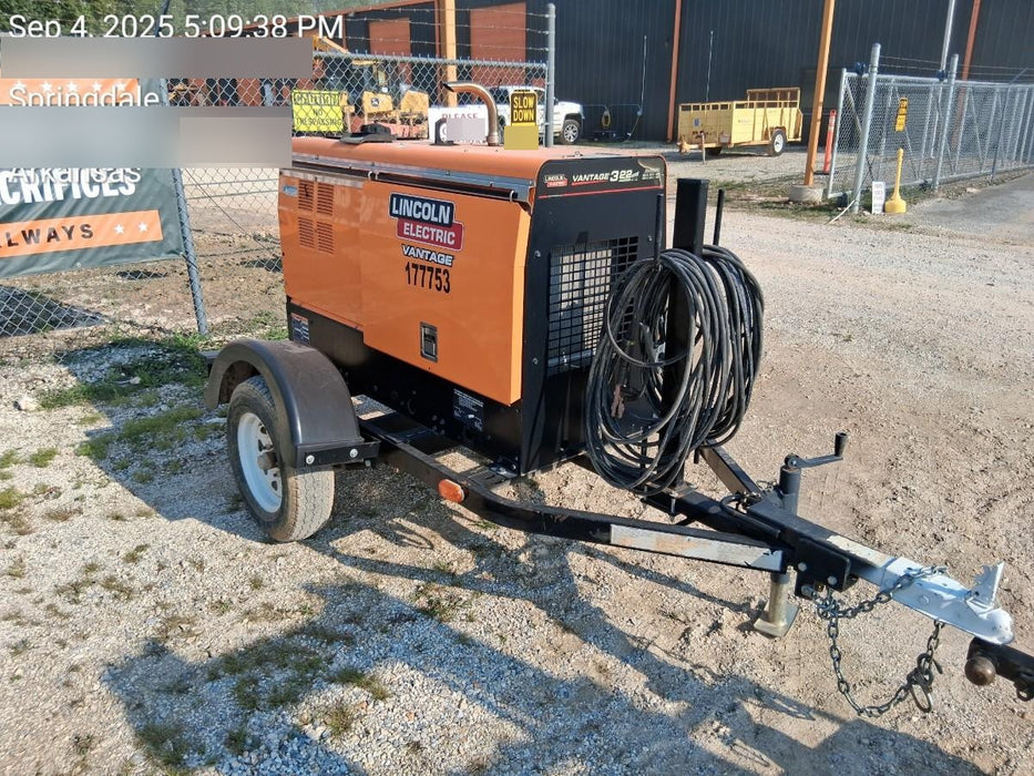 2021 Lincoln Electric Vantage 322 Vantage 322 Ready Pak 3 w/ Decals, ORANGE (includes trailer, cable rack, fender light kit) NO Telematics