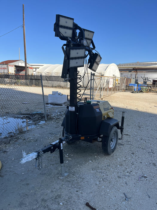 2022 Allmand NLV3GR (4) LED Light Fixture 350W, 23' Vertical Mast, 3kW Prime, Towable, Deep Sea L401, Leveling Jacks, Yanmar T4F 5.8hp