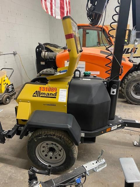 2021 Allmand NLV3GR (4) LED Light Fixture 350W, 23' Vertical Mast, 3kW Prime, Towable, Deep Sea L401, Leveling Jacks, Yanmar T4F 5.8hp