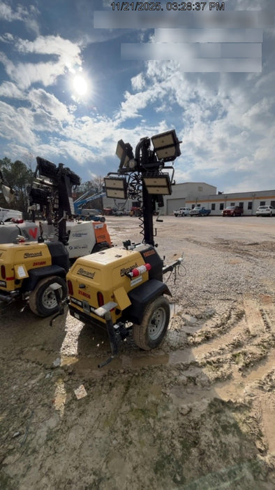 2022 Allmand NLV3GR (4) LED Light Fixture 350W, 23' Vertical Mast, 3kW Prime, Towable, Deep Sea L401, Leveling Jacks, Yanmar T4F 5.8hp