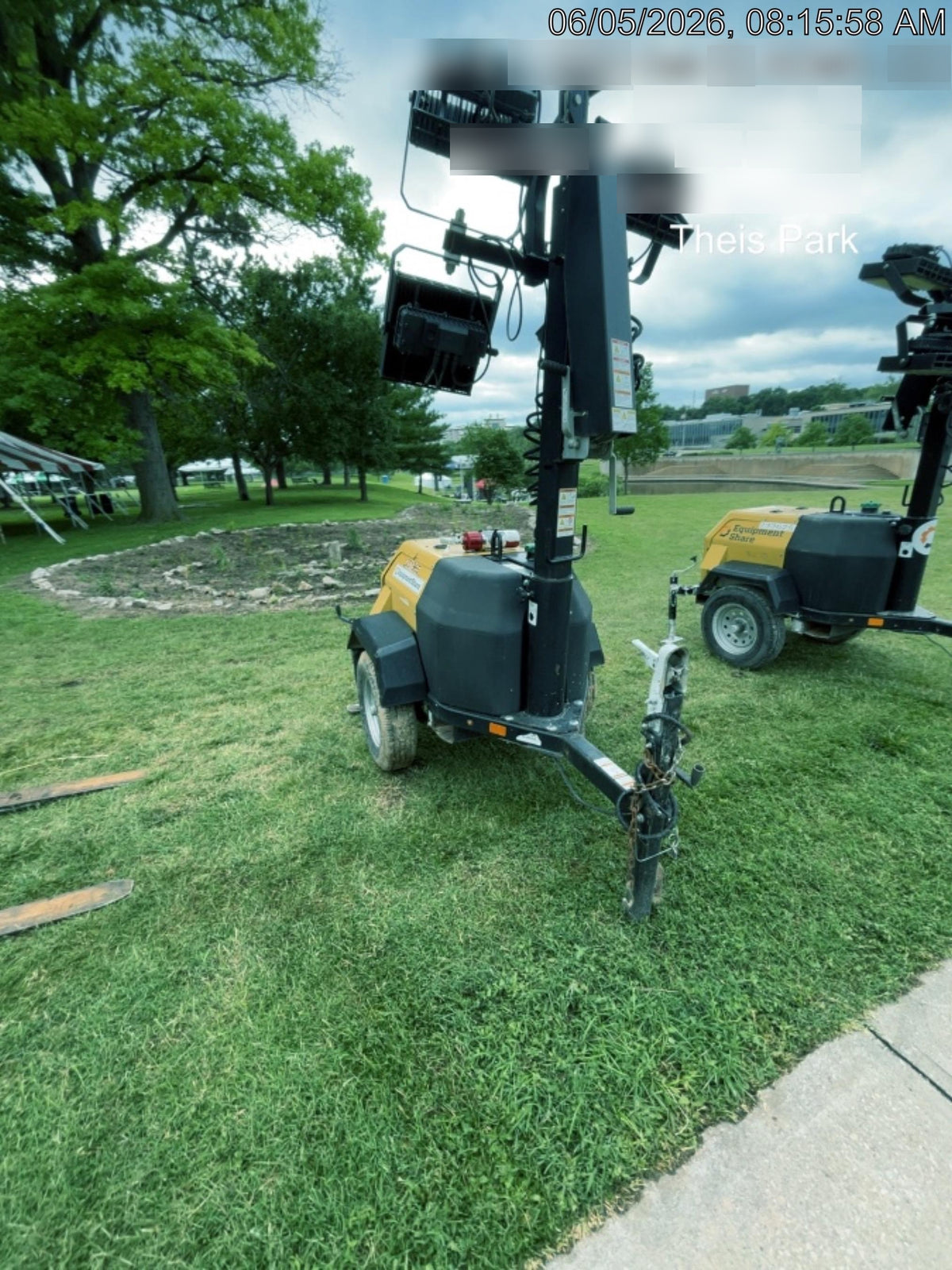 2022 Allmand NLV3GR (4) LED Light Fixture 350W, 23' Vertical Mast, 3kW Prime, Towable, Deep Sea L401, Leveling Jacks, Yanmar T4F 5.8hp