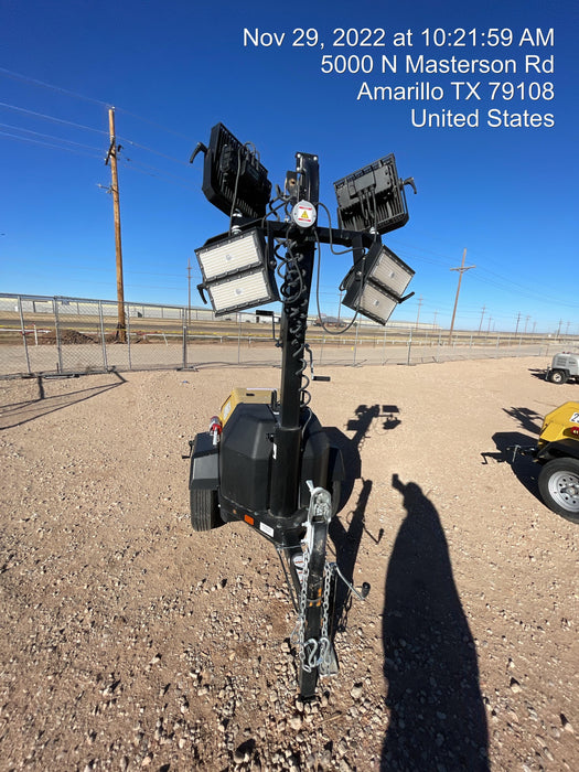 2022 Allmand NLV3GR (4) LED Light Fixture 350W, 23' Vertical Mast, 3kW Prime, Towable, Deep Sea L401, Leveling Jacks, Yanmar T4F 5.8hp