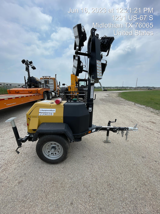 2022 Allmand NLV3GR (4) LED Light Fixture 350W, 23' Vertical Mast, 3kW Prime, Towable, Deep Sea L401, Leveling Jacks, Yanmar T4F 5.8hp