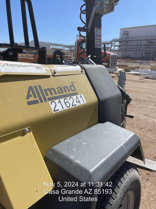 2022 Allmand NLV3GR (4) LED Light Fixture 350W, 23' Vertical Mast, 3kW Prime, Towable, Deep Sea L401, Leveling Jacks, Yanmar T4F 5.8hp