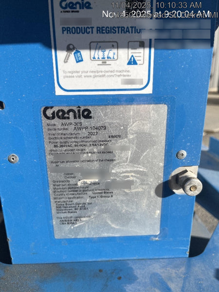 2022 GENIE AWP-30S DC