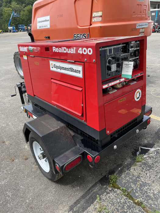 2023 Shindaiwa DGW400MDL Kubota D902 Engine, 23 HP, Dual Op Welder, Wire, Arc, Droop Stick, Tig, and CC Stick Functionality, Simulphase, 3 Phase and 1 Phase Gen Output, Single Axle NB Trlr, Slr Trckl Chrg 12V 12W, Fire Ext