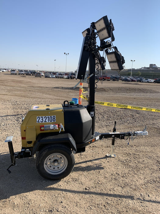 2022 Allmand NLV3GR (4) LED Light Fixture 350W, 23' Vertical Mast, 3kW Prime, Towable, Deep Sea L401, Leveling Jacks, Yanmar T4F 5.8hp