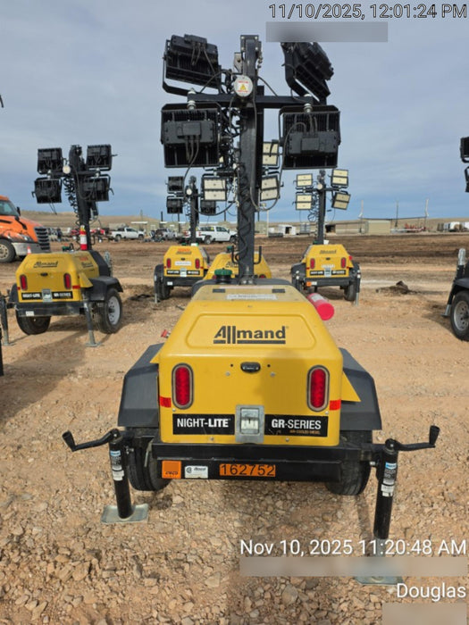 2021 Allmand NLV3GR (4) LED Light Fixture 350W, 23' Vertical Mast, 3kW Prime, Towable, Deep Sea L401, Leveling Jacks, Yanmar T4F 5.8hp