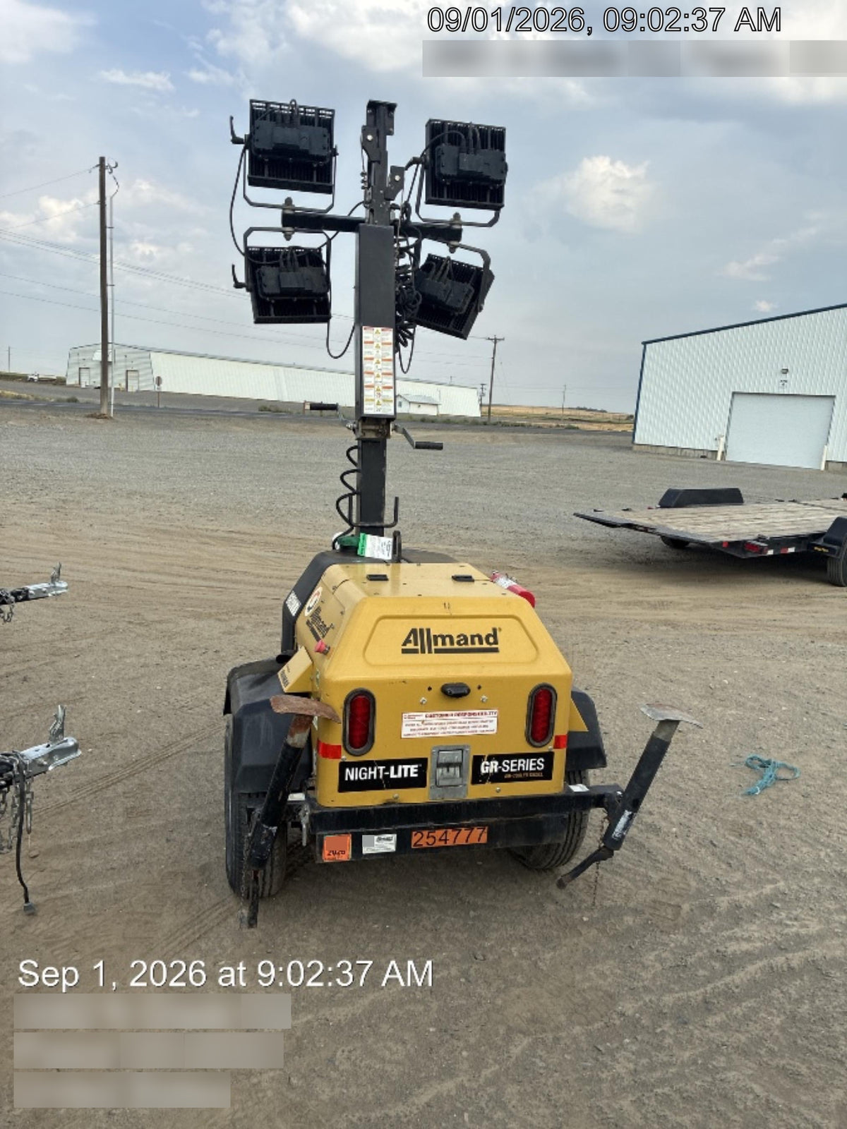 2022 Allmand NLV3GR (4) LED Light Fixture 350W, 23' Vertical Mast, 3kW Prime, Towable, ES Decals, T3