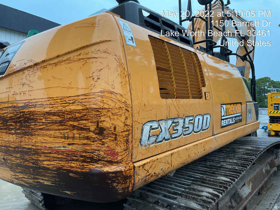 2016 Case CX350D CAB A/C, 13'-3" ARM, STEEL TRACKS, THUMB