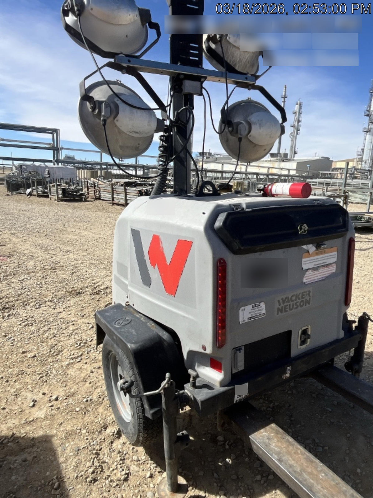 2018 Wacker Neuson LTV6L-MH Wacker Neuson LTV6L Mobile Light Tower w/Fuel Level Sensor Installed