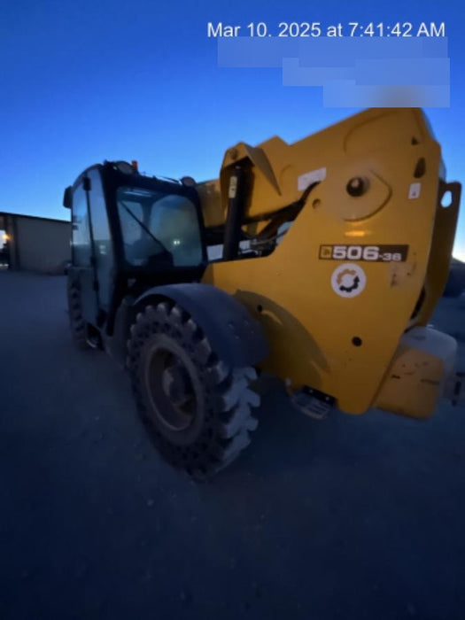 2020 JCB 506-36 Cab/Heat/Air, 74 HP, Solid Tires, STD Worklight, Beacon, Aux Hydraulics, Lifting Eye, Back up Alarm w/48" Carriage/48" Forks