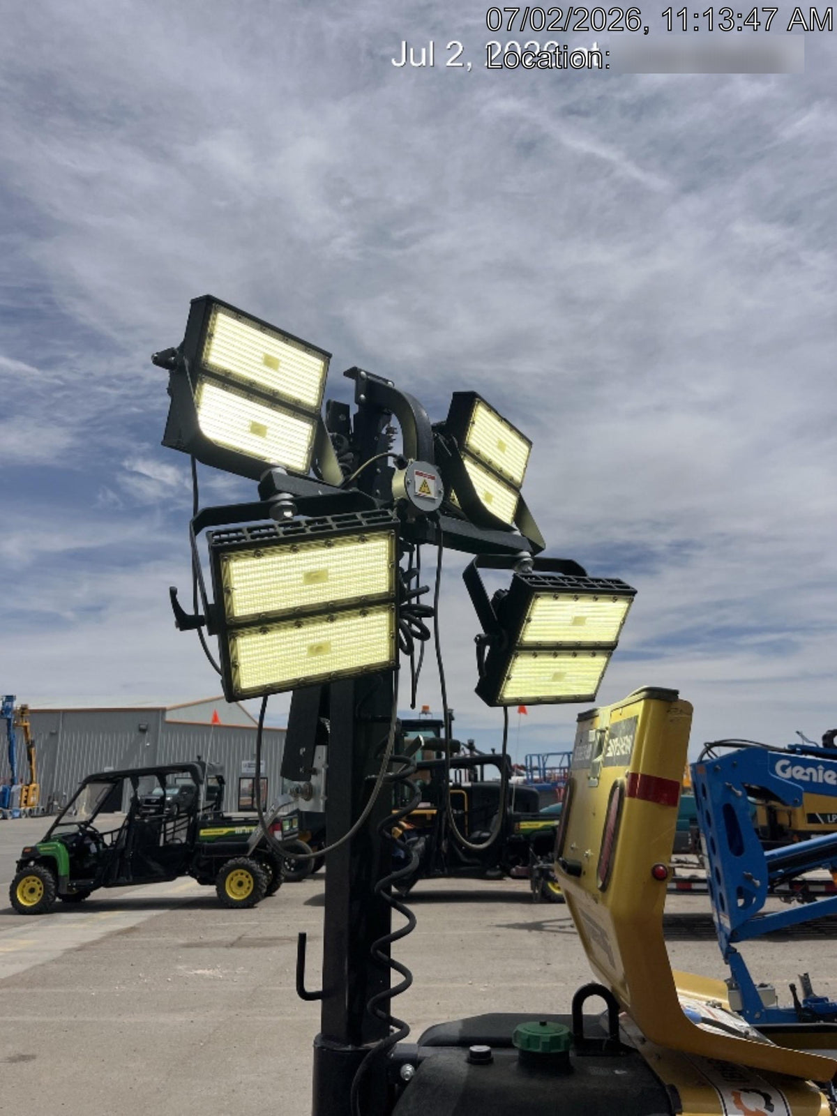 2022 Allmand NLV3GR (4) LED Light Fixture 350W, 23' Vertical Mast, 3kW Prime, Towable, ES Decals, T3