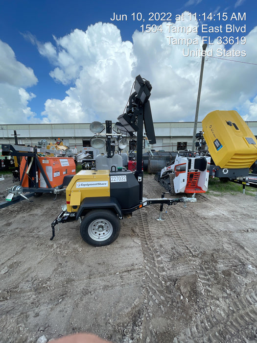 2022 Allmand NLV3GR (4) LED Light Fixture 350W, 23' Vertical Mast, 3kW Prime, Towable, Deep Sea L401, Leveling Jacks, Yanmar T4F 5.8hp