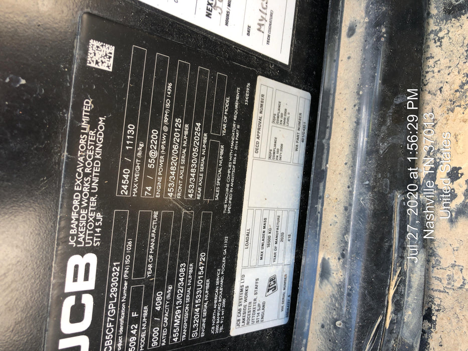 2020 JCB 509-42 Canopy, Solid Tires, Work Lights, Beacon, Aux Hydraulics, Back up Alarm, Lifting Eye, ES Decals