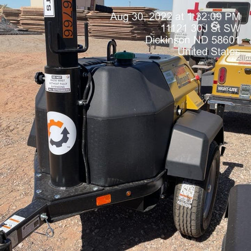 2022 Allmand NLV3GR (4) LED Light Fixture 350W, 23' Vertical Mast, 3kW Prime, Towable, ES Decals, T3