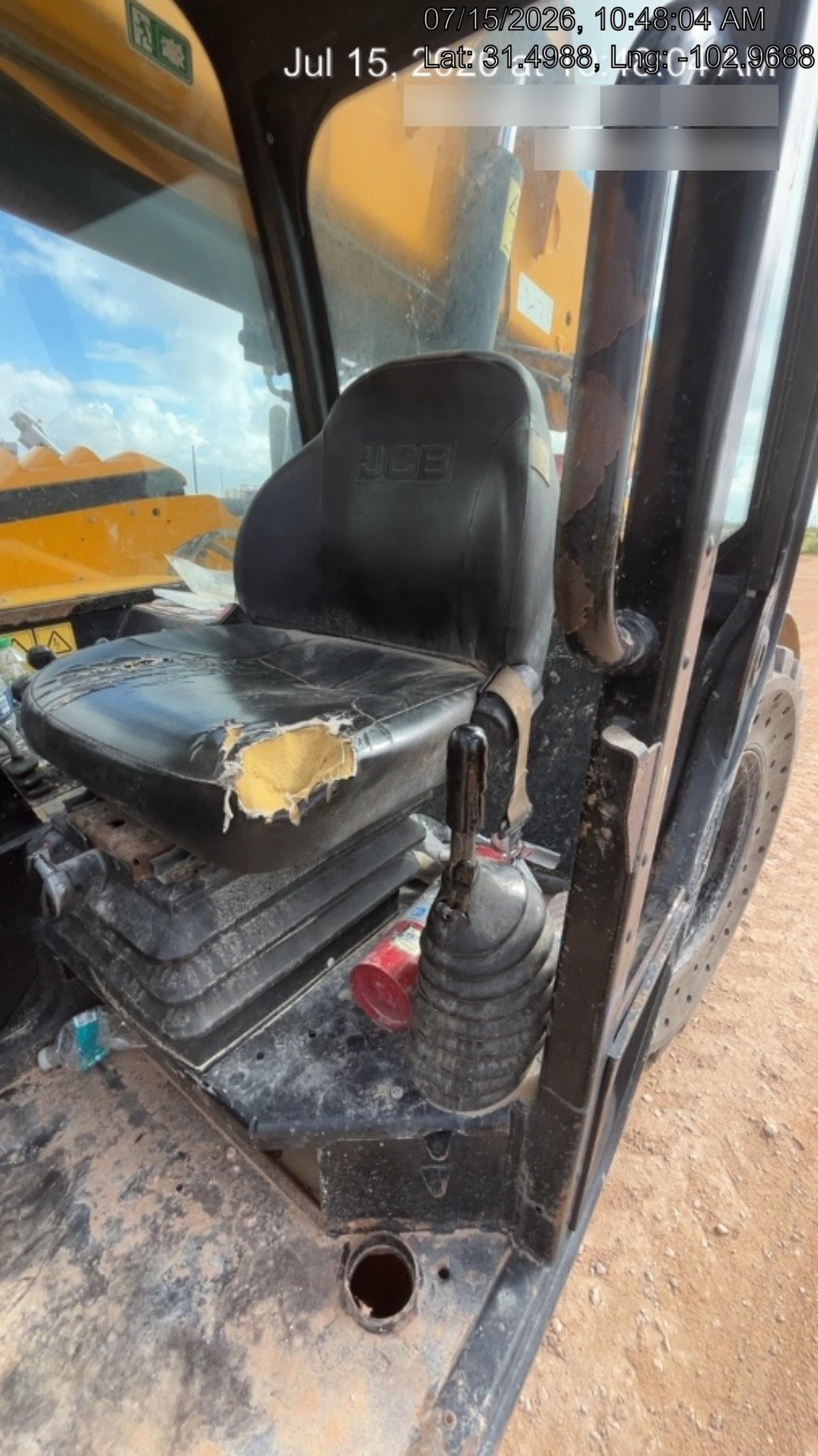 2019 JCB 510-56 74 HP w/Open ROPS, Beacon, Aux Hydraulics, Worklights, Solid Tires w/60" Carriage/Forks