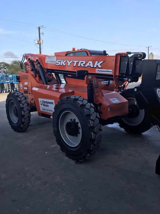 2019 Skytrak 6036 Cab/Heat/Air, Solid Tires, LED Work Lights, Beacon w/50" Carriage, 48" Pallet Forks