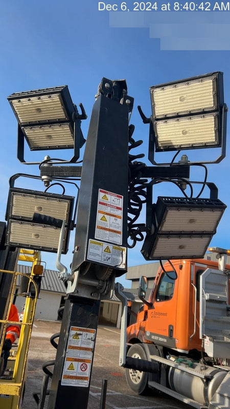 2022 Allmand NLV3GR (4) LED Light Fixture 350W, 23' Vertical Mast, 3kW Prime, Towable, Deep Sea L401, Leveling Jacks, Yanmar T4F 5.8hp