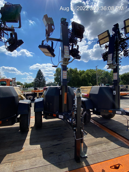 Allmand NLV3GR (4) LED Light Fixture 350W, 23' Vertical Mast, 3kW Prime, Towable, Deep Sea L401, Leveling Jacks, Yanmar T4F 5.8hp