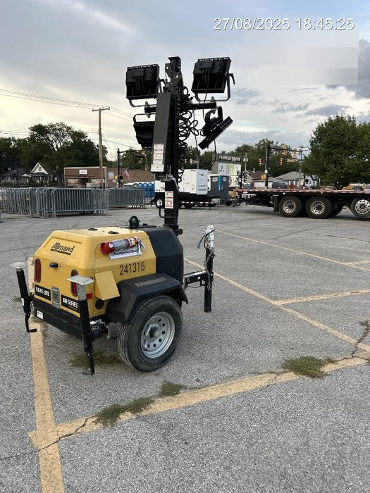 2022 Allmand NLV3GR (4) LED Light Fixture 350W, 23' Vertical Mast, 3kW Prime, Towable, Deep Sea L401, Leveling Jacks, Yanmar T4F 5.8hp