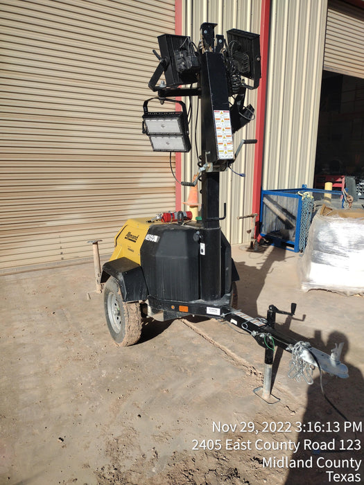2022 Allmand NLV3GR (4) LED Light Fixture 350W, 23' Vertical Mast, 3kW Prime, Towable, ES Decals, T3