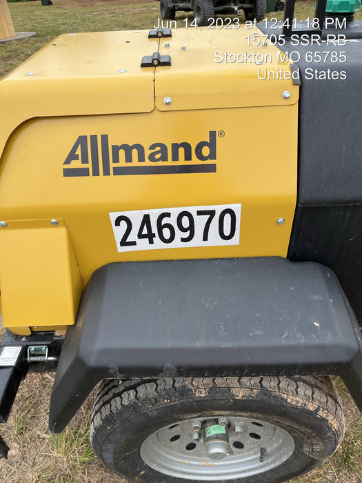 2022 Allmand NLV3GR (4) LED Light Fixture 350W, 23' Vertical Mast, 3kW Prime, Towable, ES Decals, T3