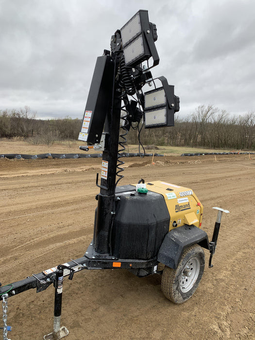 2022 Allmand NLV3GR (4) LED Light Fixture 350W, 23' Vertical Mast, 3kW Prime, Towable, Deep Sea L401, Leveling Jacks, Yanmar T4F 5.8hp