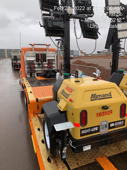 2021 Allmand NLV3GR (4) LED Light Fixture 350W, 23' Vertical Mast, 3kW Prime, Towable, Deep Sea L401, Leveling Jacks, Yanmar T4F 5.8hp