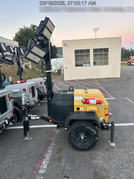 2022 Allmand NLV3GR (4) LED Light Fixture 350W, 23' Vertical Mast, 3kW Prime, Towable, ES Decals, T3