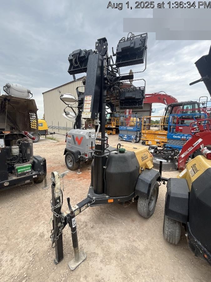 2022 Allmand NLV3GR (4) LED Light Fixture 350W, 23' Vertical Mast, 3kW Prime, Towable, Deep Sea L401, Leveling Jacks, Yanmar T4F 5.8hp