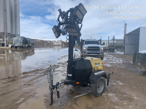 2022 Allmand NLV3GR (4) LED Light Fixture 350W, 23' Vertical Mast, 3kW Prime, Towable, ES Decals, T3