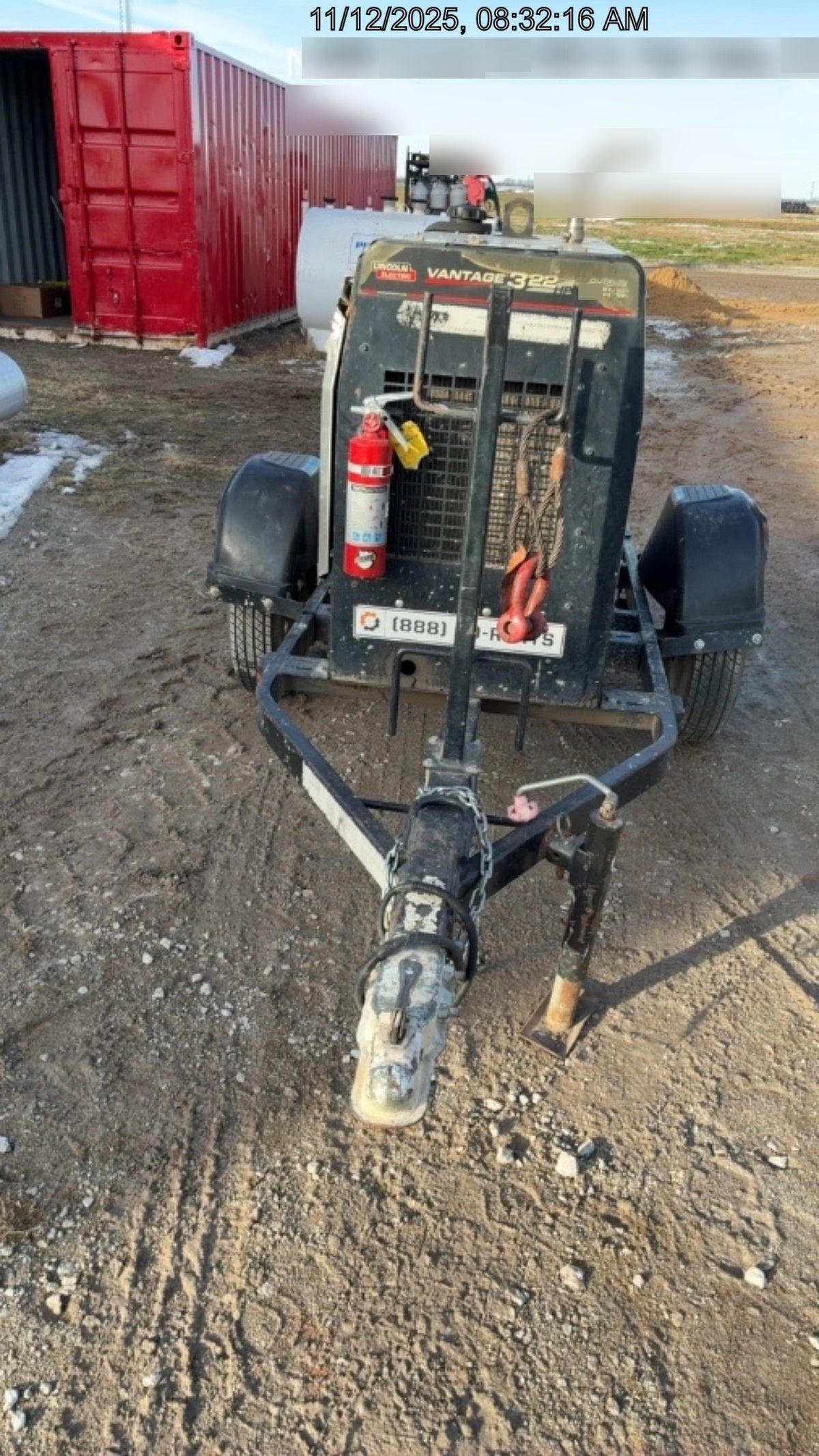 2019 Lincoln Electric Vantage 322 Ready-Pak 3, Two Wheel Trailer, Fender and Light Kit, Cable Rack