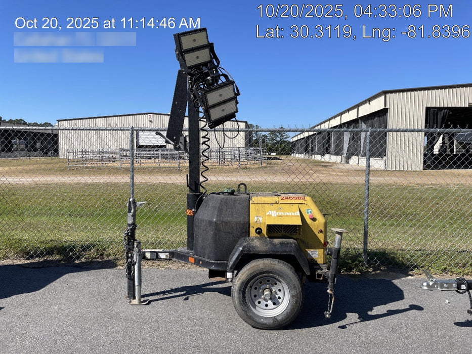 2022 Allmand NLV3GR (4) LED Light Fixture 350W, 23' Vertical Mast, 3kW Prime, Towable