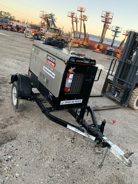 2019 Lincoln Electric Vantage 322 Welder Ready-Pak 3, Two wheel trailer, Fender and Light kit, Cable Rack