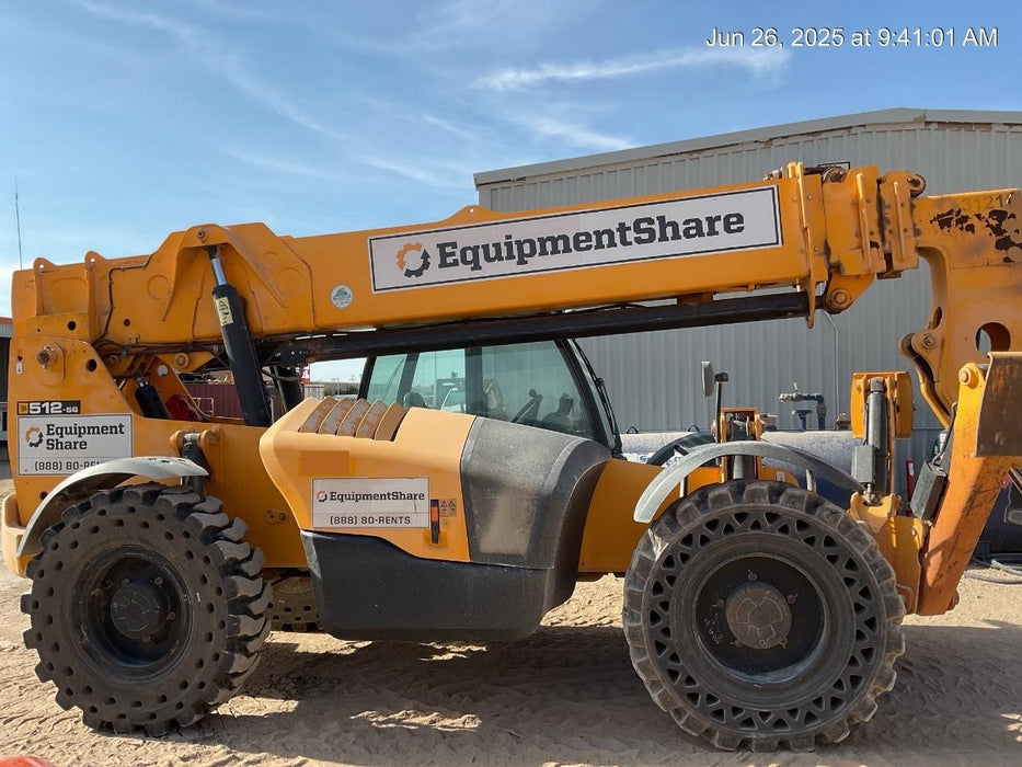 2019 JCB 512-56 Enclosed Cab, 109 HP, Solid Tires, Worklights, Beacon, Aux Hydraulics, Lifting Eye w/60" Carriage/60" Forks