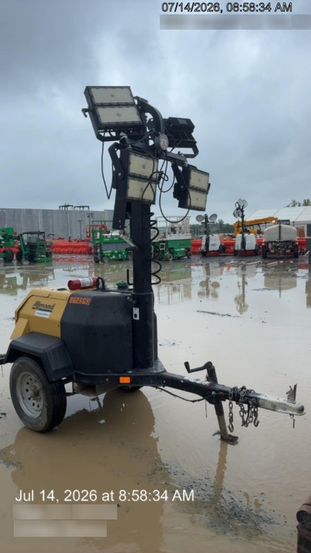 2022 Allmand NLV3GR (4) LED Light Fixture 350W, 23' Vertical Mast, 3kW Prime, Towable, Deep Sea L401, Leveling Jacks, Yanmar T4F 5.8hp