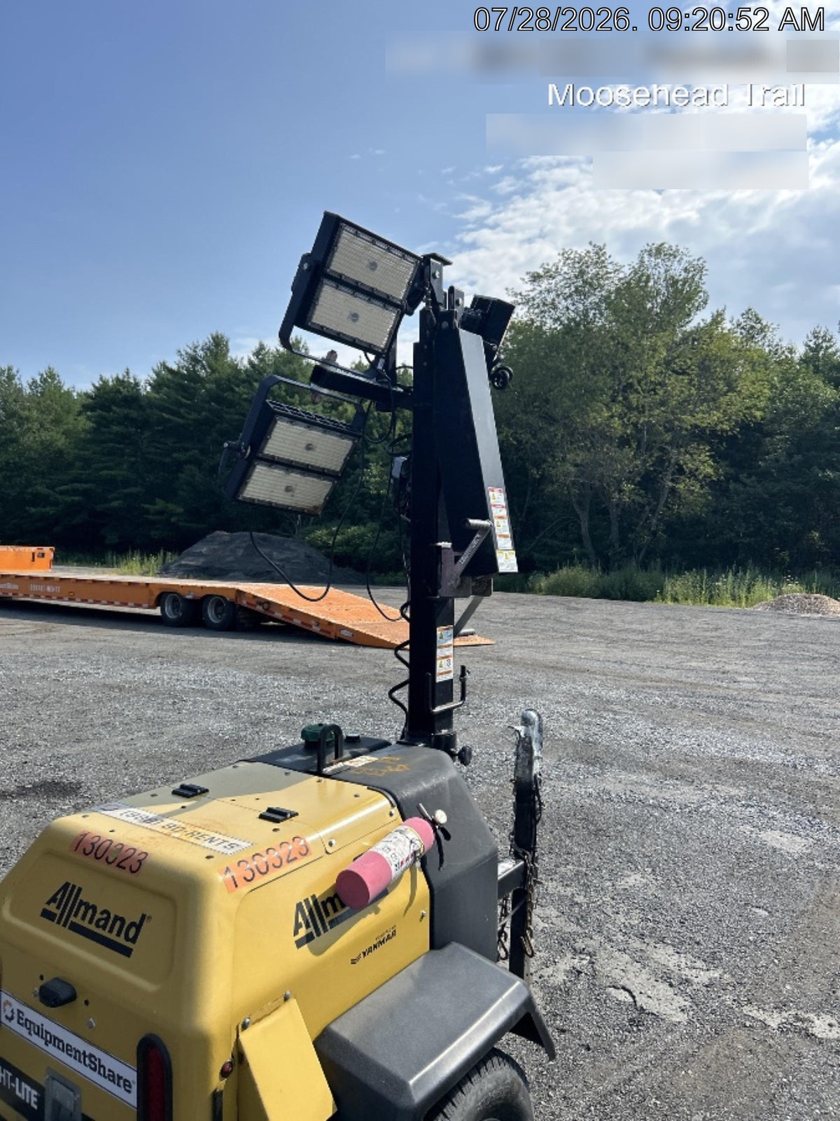 2021 Allmand NLV3GR (4) LED Light Fixture 350W, 23' Vertical Mast, 3kW Prime, Towable, Deep Sea L401, Leveling Jacks, Yanmar T4F 5.8hp