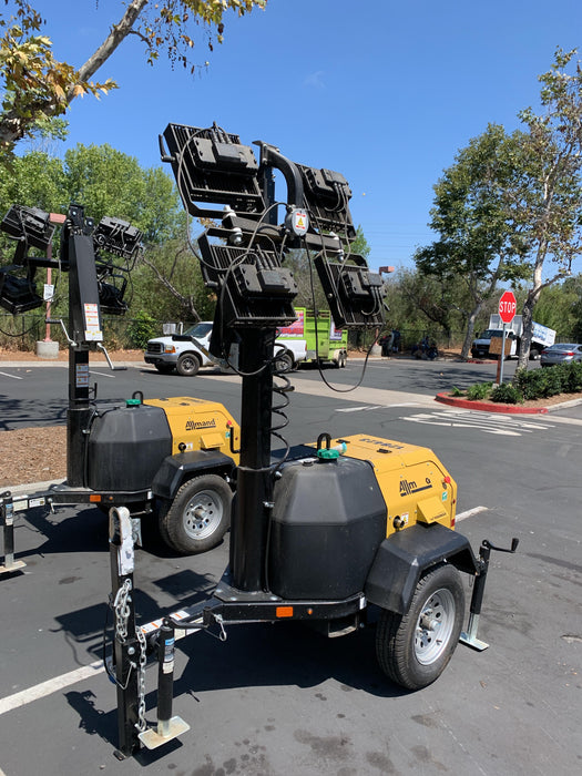 2021 Allmand NLV3GR (4) LED Light Fixture 350W, 23' Vertical Mast, 3kW Prime, Towable, Deep Sea L401, Leveling Jacks, Yanmar T4F 5.8hp