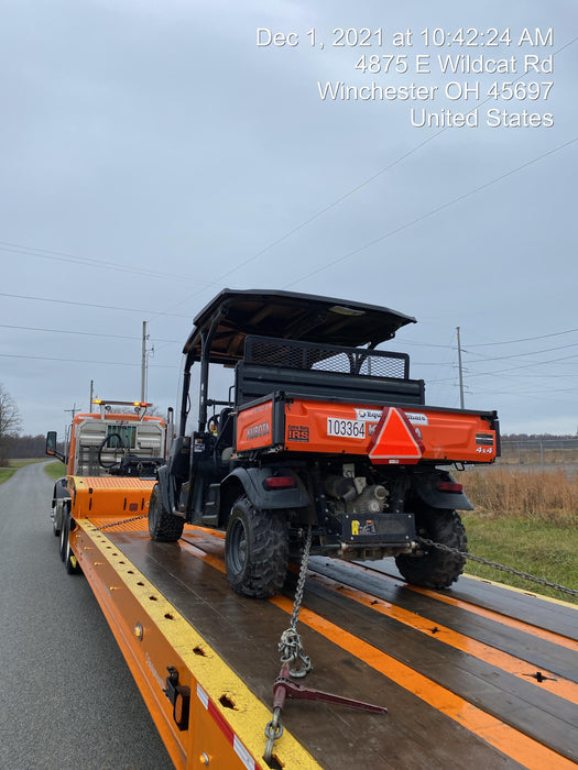 Kubota RTV-X1140W-H 4WD utility cart -LED strobe -Windshield tempered glass -Plastic canopy -Wire harness kit -Backup alarm