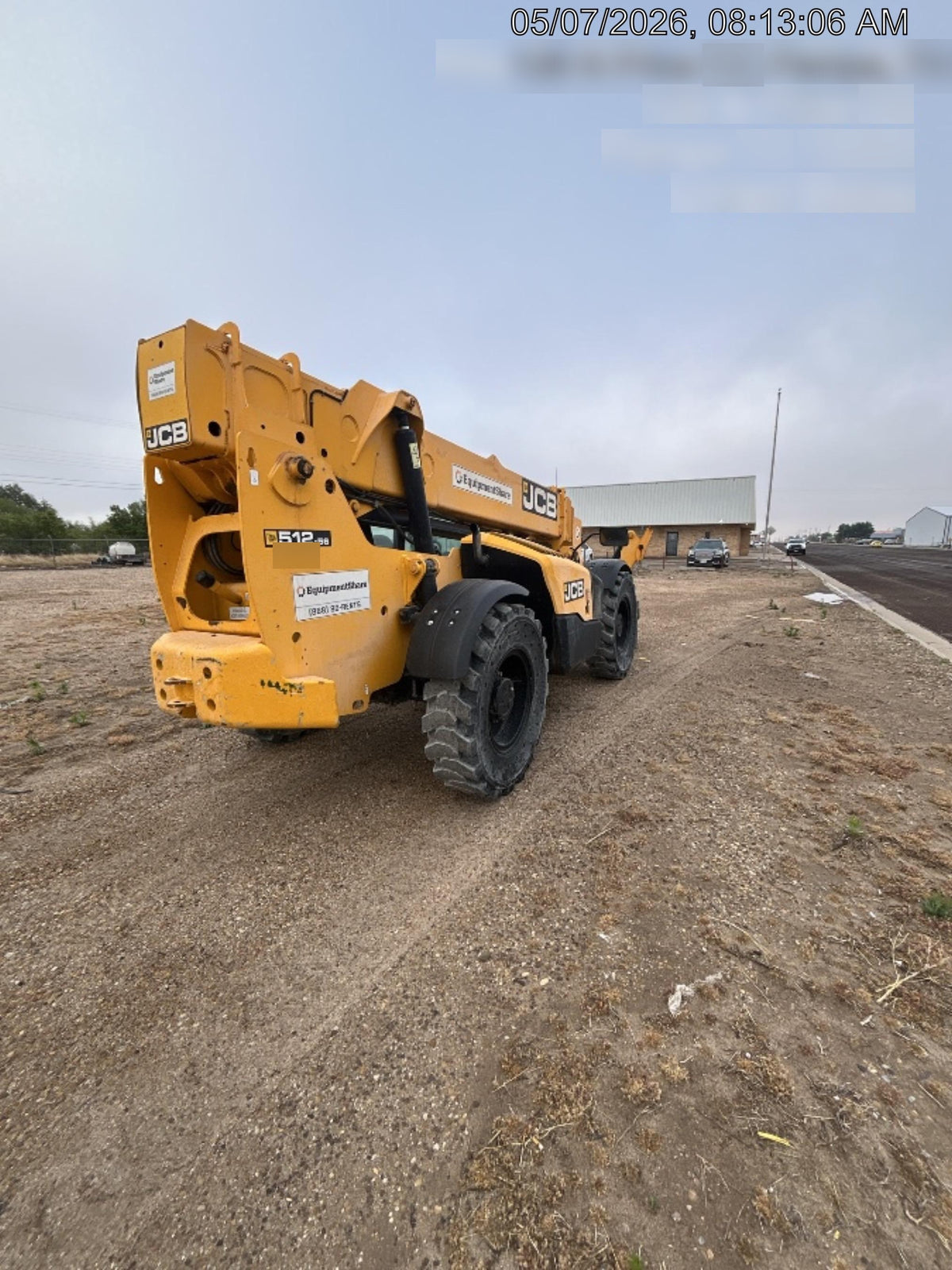 2019 JCB 512-56 Enclosed Cab, 109 HP, Solid Tires, Worklights, Beacon, Aux Hydraulics, Lifting Eye w/60" Carriage/60" Forks