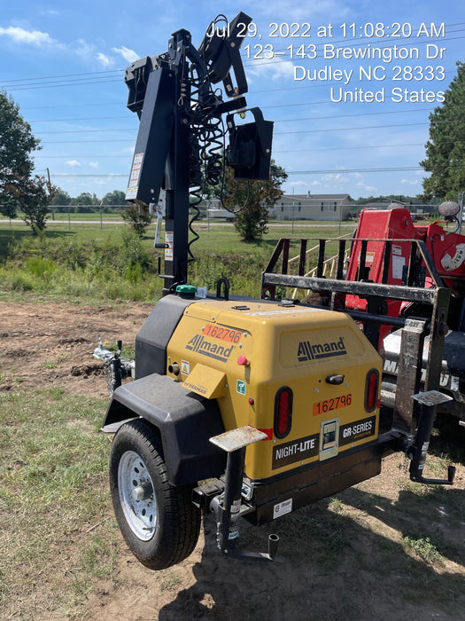 2021 Allmand NLV3GR (4) LED Light Fixture 350W, 23' Vertical Mast, 3kW Prime, Towable, Deep Sea L401, Leveling Jacks, Yanmar T4F 5.8hp