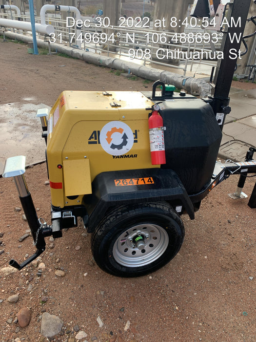 2022 Allmand NLV3GR (4) LED Light Fixture 350W, 23' Vertical Mast, 3kW Prime, Towable, ES Decals, T3